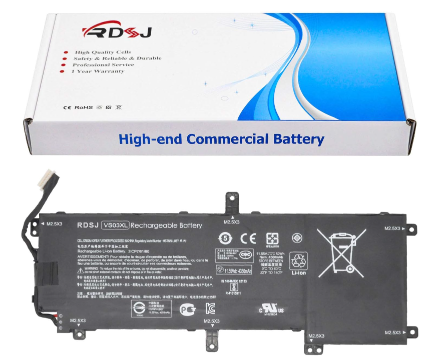 VS03XL Batería Compatible HP Envy 15-AS000 Series 15-as001ng 15-as014wm 15-as025TU 15-as027TU 15-as032TU 15-as101ng 849047-541 849313-850 HSTNN-UB6Y TPN-I125 11.55V 52Wh