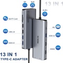 CB03049-ADAPTADOR MOKIN 14 EN1 USB TIPO C VGA/RJ45/2XHDMI/SD/USB A/C