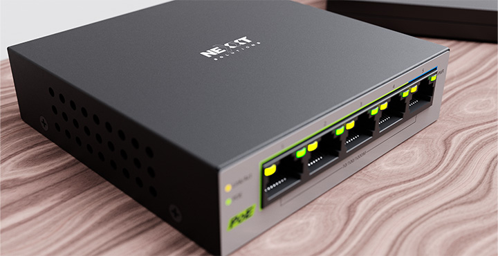 Nexxt Solutions Infrastructure - Switch - Gigabit Ethernet - 5 - 1 Gigabit Ethernet - 4 POE+ 60W