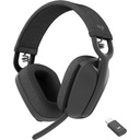 Logitech Zone Vibe Zone Vibe Wireless Bluetooth headphones with noise-canceling mic, USB-A, USB-C, certified for Microsoft Teams, Mac/PC - Graphite - Auricular - tamaño completo - Bluetooth - inalámbrico - USB-C a través de adaptador Bluetooth - grafito - Certificado para Equipos de Microsoft