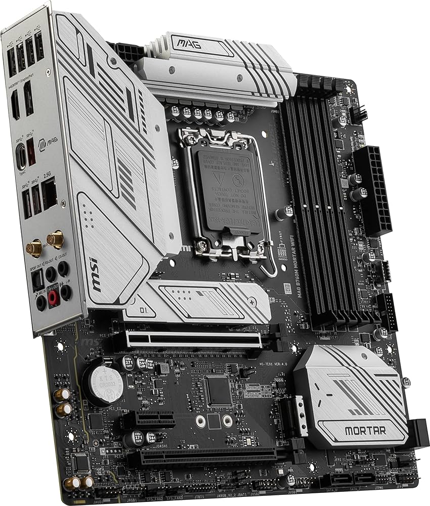 MSI MAG B760M MORTAR WIFI - Placa base - micro ATX - Socket LGA1700 - B760 Chipset - USB 3.2 Gen 1, USB 3.2 Gen 2, USB-C 3.2 Gen2, USB-C 3.2 Gen 2x2 - 2.5 Gigabit LAN, Bluetooth, Wi-Fi - Tarjeta gráfica (CPU necesaria) - HD Audio (8-canales)