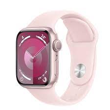 Apple Watch Series 9 (GPS) - 41 mm - aluminio rosa - reloj inteligente con pulsera deportiva - fluoroelastómero - rosa claro - tamaño de la banda: S/M - 64 GB - Wi-Fi, UWB, Bluetooth - 31.9 g
