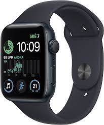 Apple Watch SE (GPS) - 2ª generación - 44 mm - aluminio de medianoche - reloj inteligente con pulsera deportiva - fluoroelastómero - medianoche - tamaño de la banda: M/L - 32 GB - Wi-Fi, Bluetooth - 32.9 g