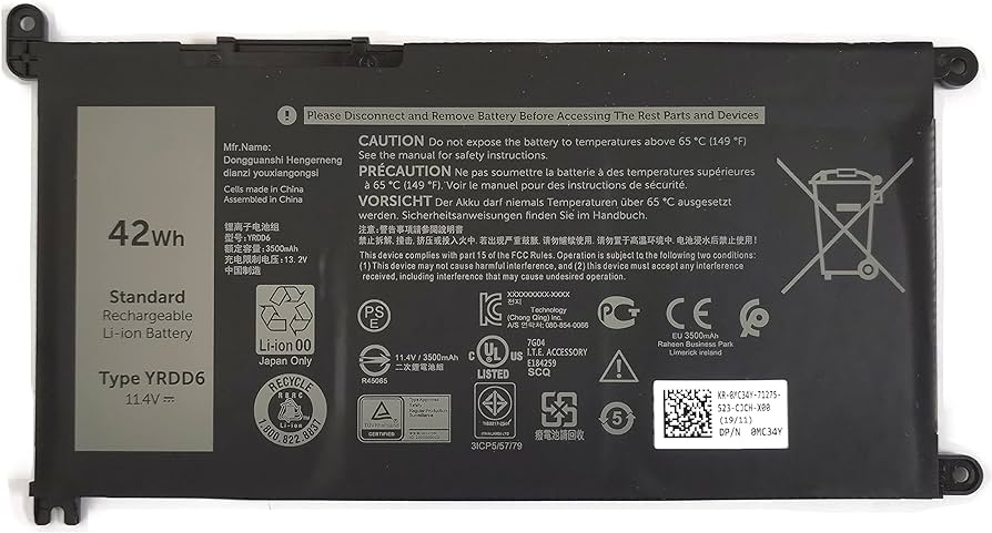 WDX0R 3CRH3-Batería de repuesto para Dell