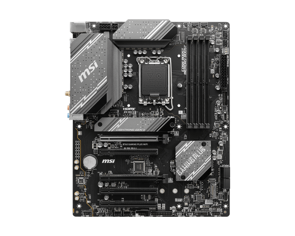MSI B760 GAMING PLUS WIFI - Placa base - ATX - Socket LGA1700 - B760 Chipset - USB 3.2 Gen 1, USB 3.2 Gen 2, USB-C 3.2 Gen2 - 2.5 Gigabit LAN, Bluetooth, Wi-Fi - Tarjeta gráfica (CPU necesaria) - HD Audio (8-canales)