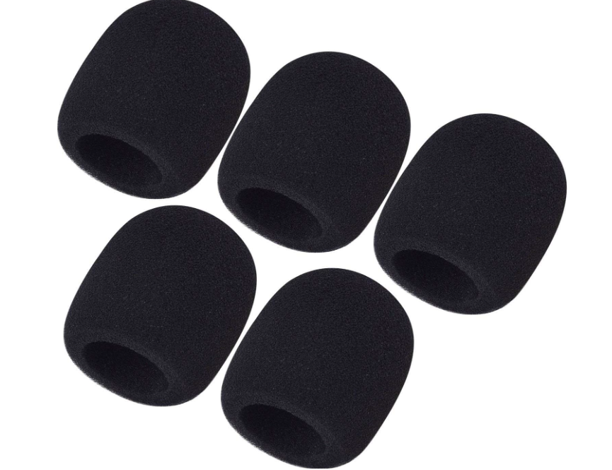 Paquete de 5 tapas de espuma Mudder para micrófono manual, para protección contra el viento, de color negro