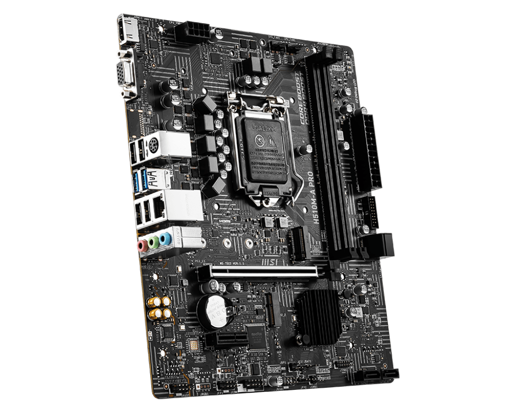 MSI PRO H510M-B - Placa base - micro ATX - Socket LGA1200 - H510 Chipset - USB 3.2 Gen 1 - Gigabit LAN - Tarjeta gráfica (CPU necesaria) - HD Audio (8-canales)