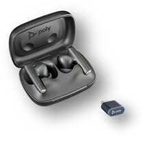 Poly Voyager Free 60+ UC - Auriculares inalámbricos con micro - en oreja - Bluetooth - cancelación de sonido activo - USB-A a través de adaptador Bluetooth - blanco arena - Certificado para Equipos de Microsoft