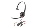 Poly Blackwire 3210 - Blackwire 3200 Series - auricular - en oreja - cableado - cancelación de sonido activo - USB-A - negro - Certificado por Skype, Certificado por Avaya, certificado con Cisco Jabber (paquete de 50)