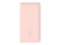 Belkin - Cargador portátil - 10000 mAh - 18 vatios - 3 conectores de salida (2 x USB, 24 pin USB-C) - oro rosa