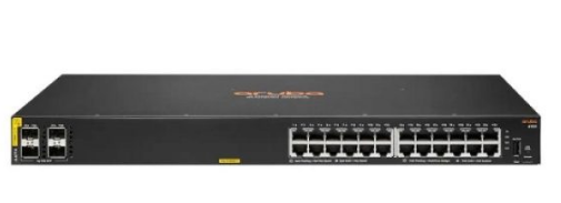 HPE Aruba 6100 24G Class4 PoE 4SFP+ - Conmutador - Gestionado - 24 x 10/100/1000 (PoE+) + 4 x 1 Gigabit / 10 Gigabit SFP+ - flujo de aire de lado a lado - montaje en rack - PoE+ (370 W)