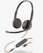 Poly Blackwire C3225 - Blackwire 3200 Series - auricular - en oreja - cableado - cancelación de sonido activo - conector de 3,5 mm, USB-C - negro - Certificado por Skype, Certificado por Avaya, certificado con Cisco Jabber