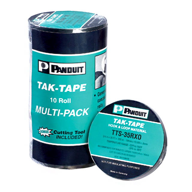 TTR-35RX0-Paquete 10 rollos velcro, 35 pies, color negro (Panduit Pan-Net)