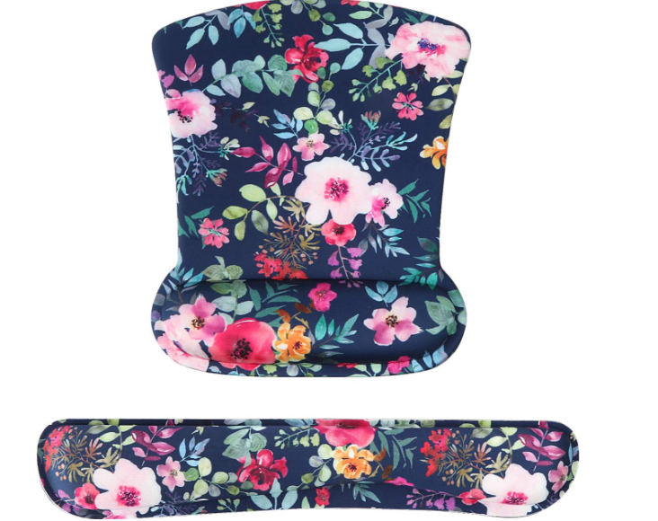 ‎iCasso Reposamuñecas para mouse y reposamuñecas para teclado de computadora (Diseño Floral) 2