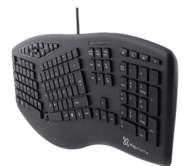 Klip Xtreme - Keyboard - Wired - Spanish - USB - Ergonomic Design - Black - Ergonomical