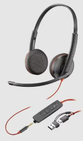 Poly Blackwire 3225 - Blackwire 3200 Series - auricular - en oreja - cableado - cancelación de sonido activo - USB, conector de 3,5 mm - negro - Certificado por Skype, Certificado por Avaya, certificado con Cisco Jabber
