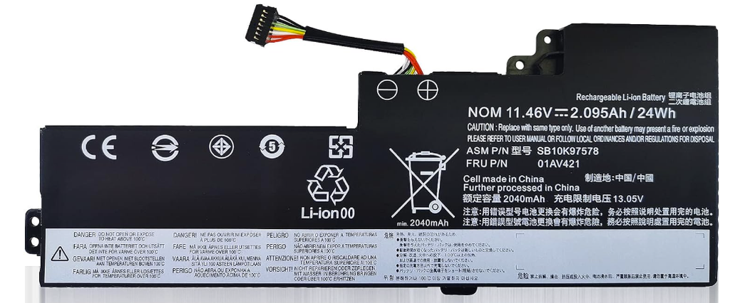 01AV421 01AV419 T470 T480 Batería para Lenovo ThinkPad A475 A485 TP25 Series Notebook FRU 01AV489 SB10K97577 SB10K97576 SB10K97578 01AV420 1 1.4 V 2 4Wh 2100mAh 3-Cell Reemplazo Batería interna del ordenador portátil