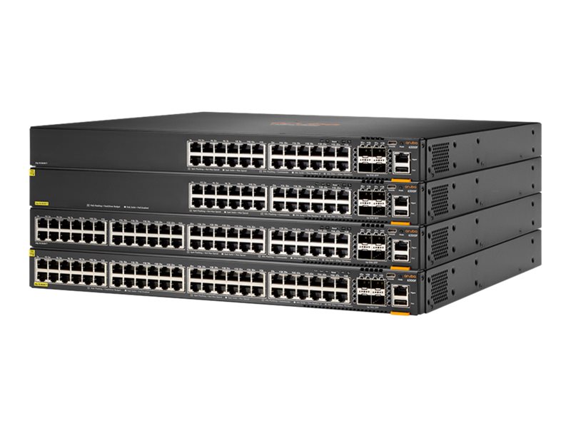 HPE Aruba 6300F - Conmutador - L3 - Gestionado - 48 x 10/100/1000 (PoE+) + 4 x 50 Gigabit Ethernet SFP56 - flujo de aire de delante hacia atrás - montaje en rack - PoE+ - Conforme a la TAA