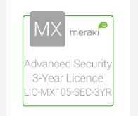 LIC-MX105-SEC-3Y -LA CISCO MERAKI 3YR MX105 ADVANCED SECURITY LICS AND SUP