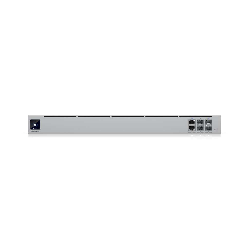 EFG-/Enterprise Fortress Gateway-Cloud Gateway de 25G con soporte para más de 500 dispositivos UniFi / más de 5,000 clientes, enrutamiento IPS de 12.5 Gbps y alta disponibilidad completa.