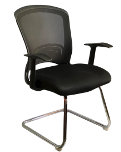SILLA DE VISITA EN MALLA CON BRAZOS Y ESTRUCTURA CROMADA