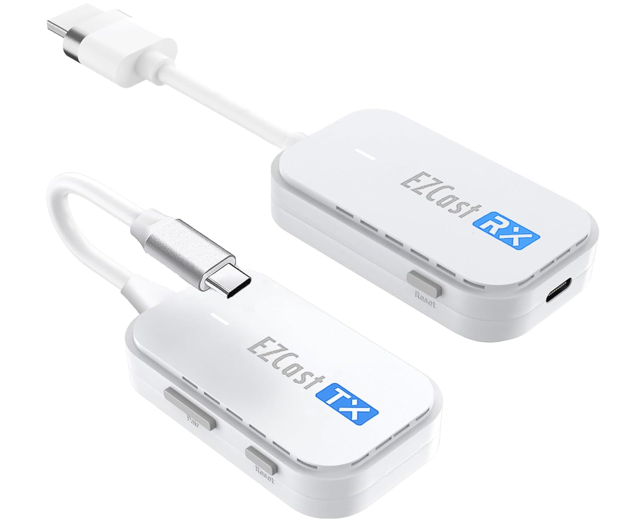 Pocket C1R1 - EZCast Transmisor y receptor inalámbrico USB-C a HDMI, espejo de pantalla DisplayPort de iPhone 15 a TV, 1080p HD, extensor HDMI
