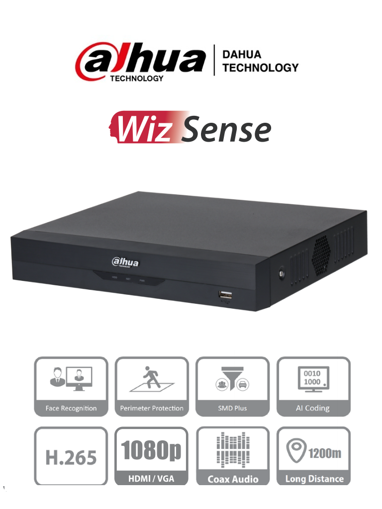 XVR5104HS-I2-XVR DAHUA 4 CHANNEL PENTA-BRID 5M-N/1080P 1UWIZSENSE