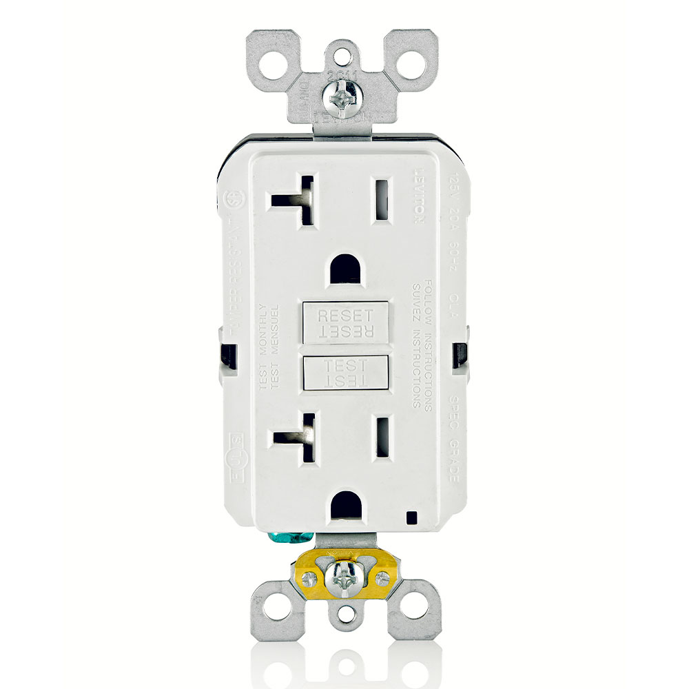TOMA DOBLE RESI GFCI TR 2P 3H 20A 125V NEMA 5-20R BLANCO GFTR2-W