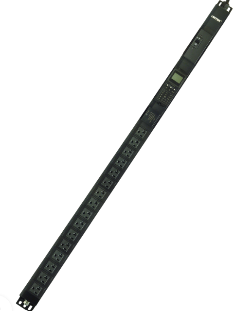 2672 - LTK-PDU16V20R - Lantek PDU 16 tomas 5-20R 125VAC/20A vertical disyuntor hidraulico Indicador de voltaje con cable de 3mts 5-20P