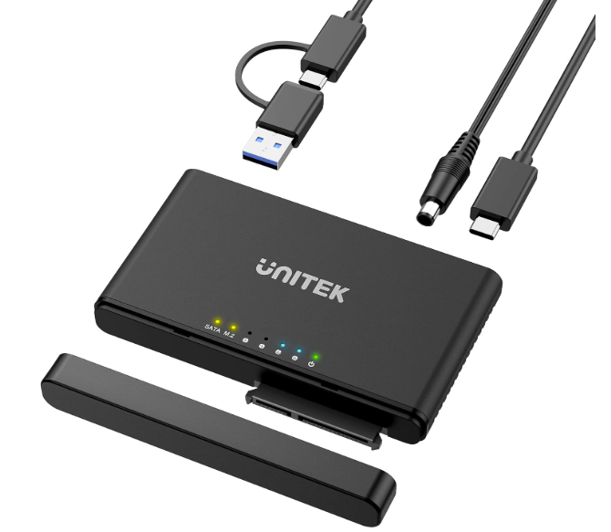 Unitek Duplicador M.2 y SATA a USB con convertidor adaptador de disco duro SATA de 2.5 pulgadas/3.5 pulgadas, estación de acoplamiento USB C 3.1 Gen2 de 10 Gbps