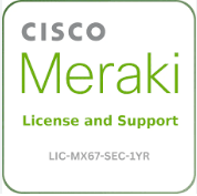 LIC-MX67-SEC-1YR - LA CISCO MERAKI 1YR MX67 ADV SLIC SECURITY LICS AND SUP