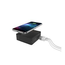 mophie powerstation hub - Cargador inalámbrico - 6000 mAh - 3 conectores de salida (2 x USB, 24 pin USB-C) - negro - Norteamérica