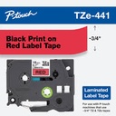 TZE-441-CINTA ROT. BROTHER TZE-441 3/4" BLACK ON RED