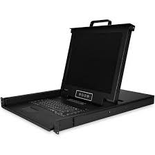 B09QC3XZJN-Conmutador KVM VGA de 16 puertos, consola KVM LCD de 17 pulgadas integrada con monitor de teclado, cajón de panel táctil, KVM de montaje en rack de 1U para gabinete de 19 pulgadas, compatible