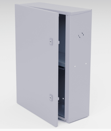GBP02 -Gabinete para instalación de 2 Baterías , Fabricado en Lámina Galvanizada, Accesorios para poste (No incluidos)