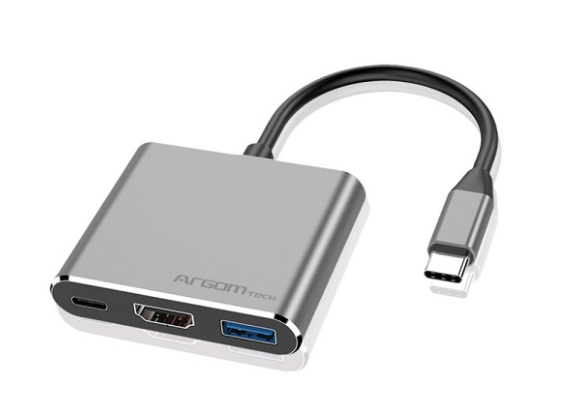 ARG-UB-0181 - ARGOM ADAPTADOR 3 EN 1, TIPO C A HDMI, USB 3.0 Y TIPO C, ARGOM ONE ACESS