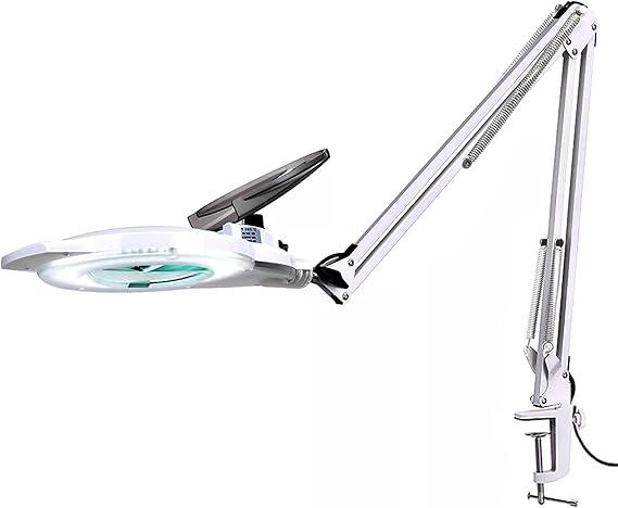 Lámpara LED de lupa con abrazadera, 1200 lúmenes, intensidad regulable brazo giratorio ajustable para  escritorio o banco de trabajo-Addie