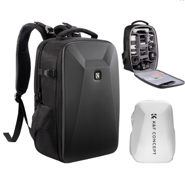 K&F Concept Mochila Rígida para Cámara 22L – Impermeable y Antigolpes con Compartimento Portátil 15,6" – Nature Wander 10 Negro