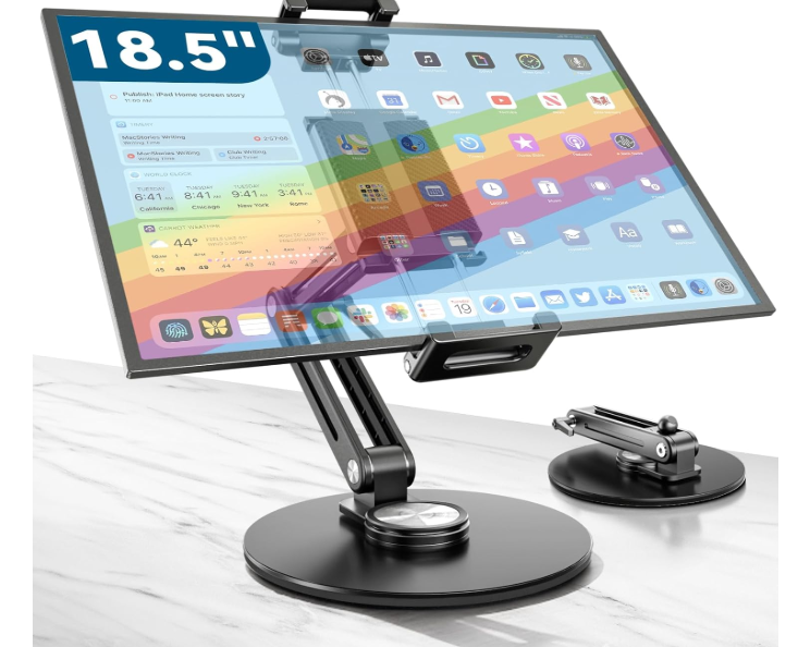 Soporte de monitor portátil con abrazadera grande, soporte de cuerpo de aluminio resistente de hasta 4.4 libras, 16 pulgadas, 17.3 pulgadas, 18.5 pulgadas, base giratoria de 360°