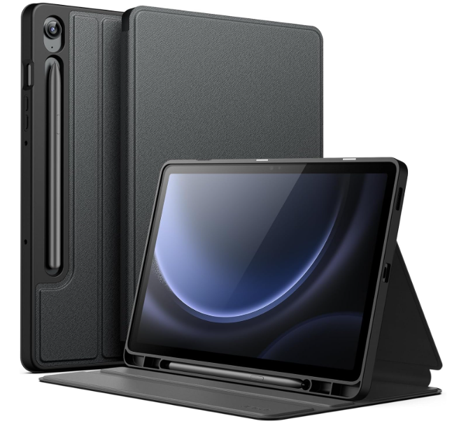 Funda para Samsung Galaxy Tab S10 Lite / S10 FE / S9 FE 10.9 Pulgadas con Soporte para Lápiz S, Funda Folio Delgado con Soporte y Visor Multi-Ángulo (Negro)