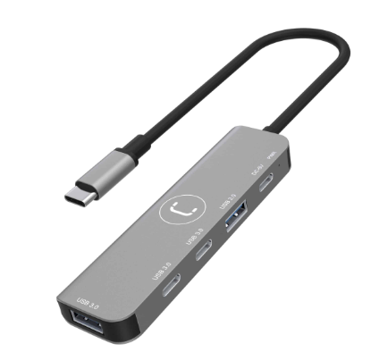 UNNO HUB DE 4 PUERTOS USB-C & A HUB | 3.0 HB1012GY - 2 puertos USB-A 3.0 - 2 puertos USB-C 3.0