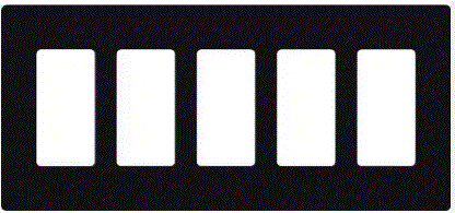 DROPLITLUTCW5BL-LUTRON CW-5-BL | BLACK CLARO 5 GANG WALL PLATE FOR DECORATOR/DESIGNER PADDLE SWITCHES AND DIMMERS