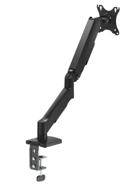 ARG-BR-1613 - Brazo para monitor individual con resorte de gas de 17” a 32” con abrazadera de escritorio y arandela