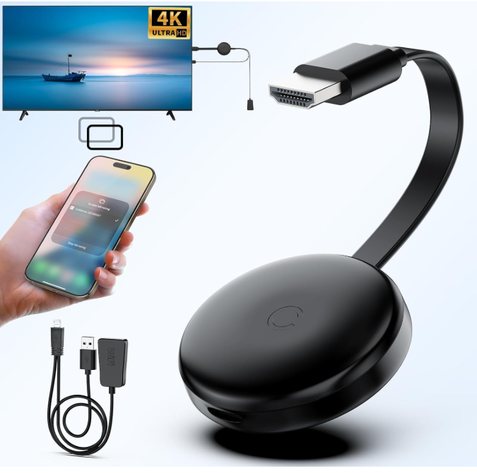 Adaptador de pantalla HDMI inalámbrico 4K, adaptador Dongle inalámbrico HDMI 5G, extensor de duplicación de transmisión de video/audio de Android/iOS/Windows/MacOS/Laptop a TV/Monitor/Proyector, compatible con Airplay DLNA Miracast