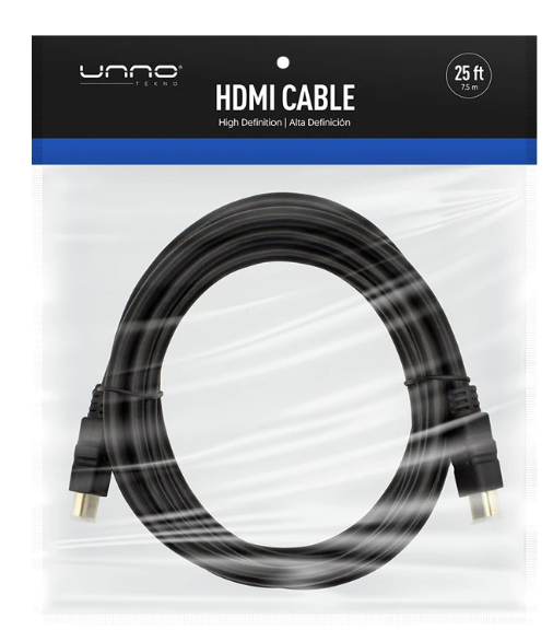 CB4125BK - El Cable HDMI Unno Tekno CB4125BK 7.5 metros (25 pies)