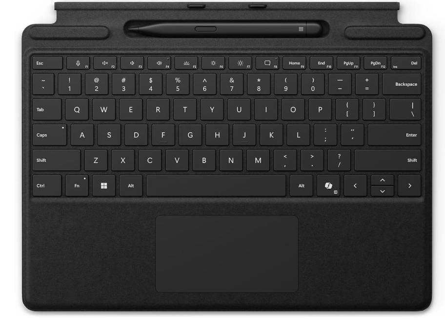 Microsoft Teclado Surface Pro con almacenamiento para bolígrafos, compatible con Copilot+ (11ª edición), Surface 9 y 8, material Alcántara, color negro