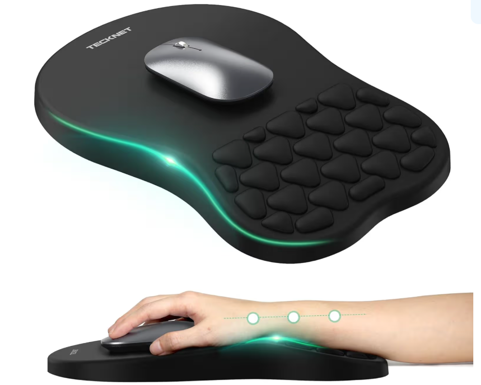 TECKNET Alfombrilla ergonómica para mouse con reposamuñecas, diseño, Negro