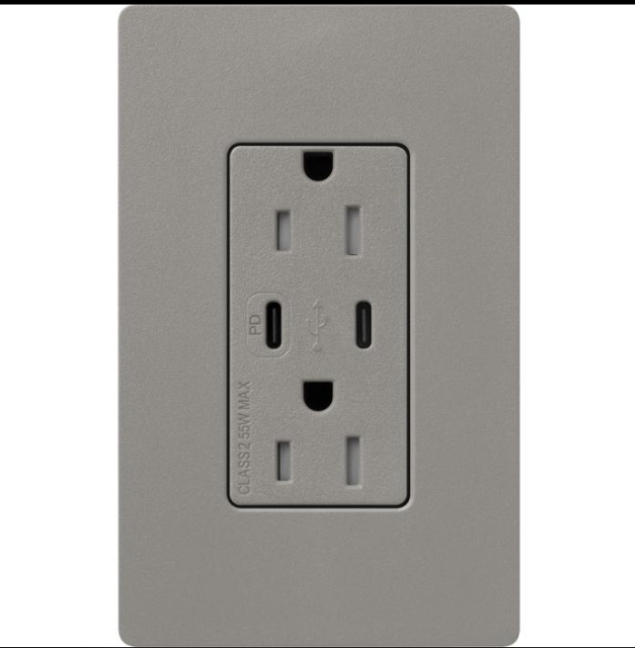 Lutron SCR-15-CCTR-TP – Claro USB-C Duplex Receptacle Taupe