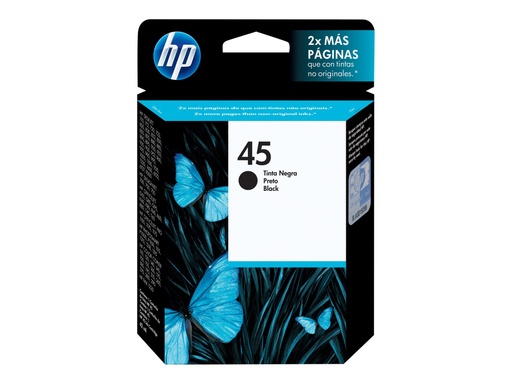 [51645AL] HP 45 - 42 ml - negro - original - cartucho de tinta - para Deskjet 12XX; Officejet g55, g85, k60, R40, R60, R80, T45, T65; Officejet Pro 11XX