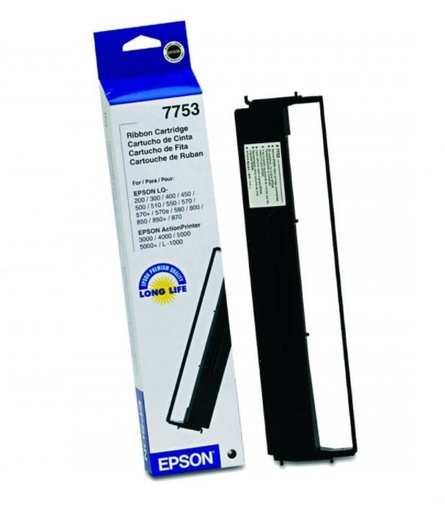 [7753] Epson 7753 - Negro - cinta de tela para impresora - para ActionPrinter 4000, 5000, L-1000; LQ 200, 300, 500, 510, 570, 580, 800, 850, 870